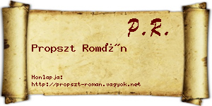 Propszt Román névjegykártya